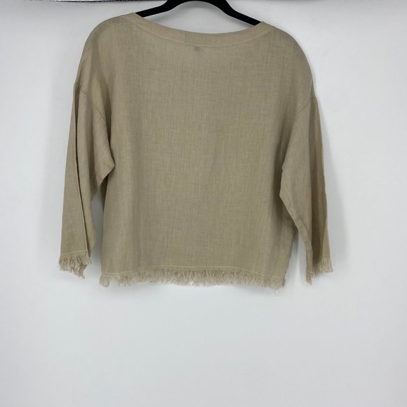 The Podolls | Size S. Tan 100% Linen Tunic Blouse - Picture 8 of 8